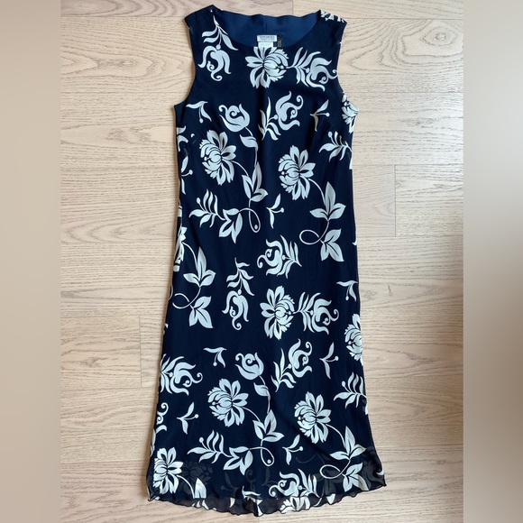 Vintage 90s Northern Traditions Maxi Dress, Floral, Navy/White, Sleeveless, M/L - Picture 6 of 9